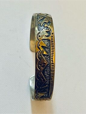 VTG T.A. Begay Navajo Sterling Silver Cuff Bracelet, Hand-Stamped, 14g Sz 6.5